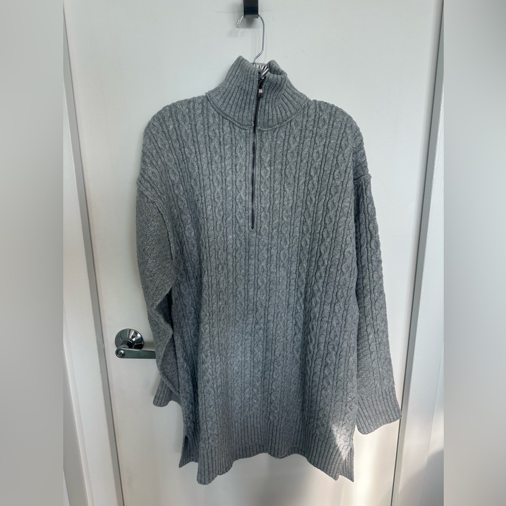 Vici Charcoal Cable Knit Sweater Dress
